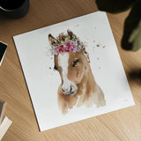 Floral Pony Pink Sq by Katrina Pete. Shown as a detailed flat fine art print, highlighting archival giclee quality. Available as an archival giclee rolled canvas, fine art paper, or poster print. SKU 68844a.