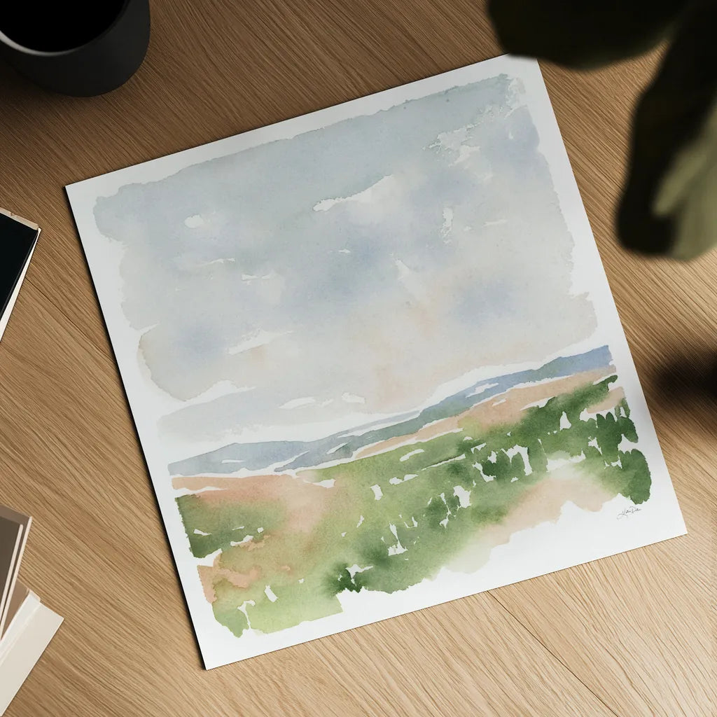 Gentle Landscape I by Katrina Pete. Shown as a detailed flat fine art print, highlighting archival giclee quality. Available as an archival giclee rolled canvas, fine art paper, or poster print. SKU 67126a.