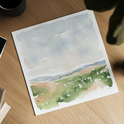 Gentle Landscape I by Katrina Pete. Shown as a detailed flat fine art print, highlighting archival giclee quality. Available as an archival giclee rolled canvas, fine art paper, or poster print. SKU 67126a.