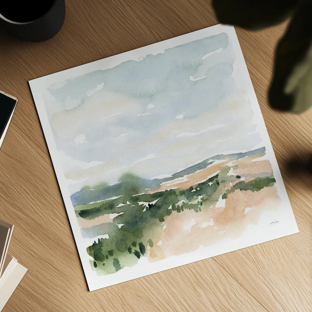 Gentle Landscape II by Katrina Pete. Shown as a detailed flat fine art print, highlighting archival giclee quality. Available as an archival giclee rolled canvas, fine art paper, or poster print. SKU 67127a.