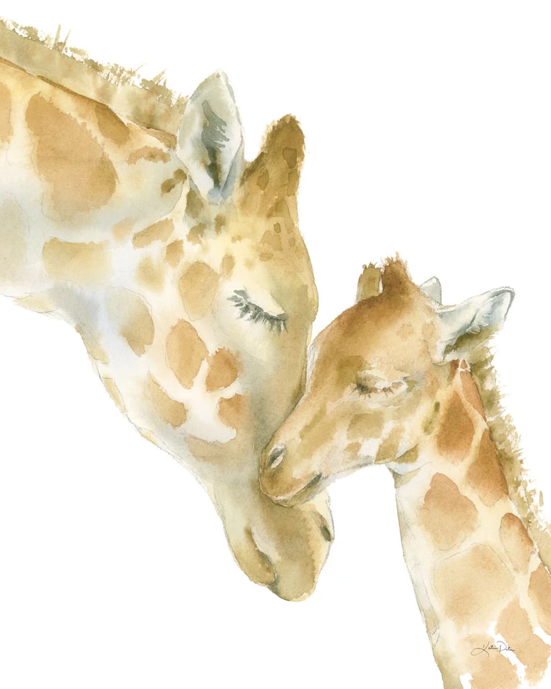 Giraffe Love on White by Katrina Pete