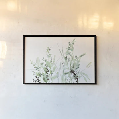 Grasses I by Katrina Pete. shown as a paper print in a black flame. Available as a archival giclee rolled canvas, fine art paper, or poster print. SKU 77778i.