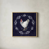 Home to Roost II by Katrina Pete. Shown in a natural wood glass frame for a timeless modern aesthetic. Available as an archival giclee rolled canvas, fine art paper, or poster print. SKU 85170a.