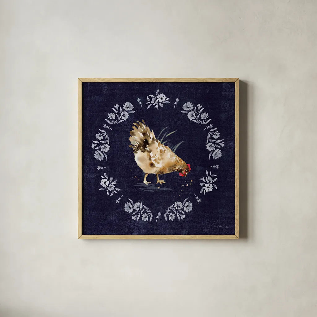 Home to Roost III by Katrina Pete. Shown in a natural wood glass frame for a timeless modern aesthetic. Available as an archival giclee rolled canvas, fine art paper, or poster print. SKU 85171a.