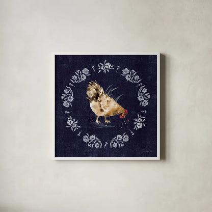 Home to Roost III by Katrina Pete. Shown in a crisp white glass frame for a clean and minimalist style. Available as an archival giclee rolled canvas, fine art paper, or poster print. SKU 85171a.