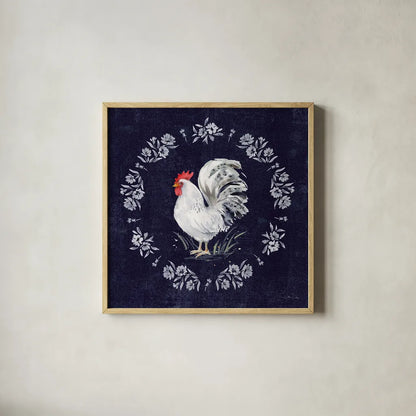 Home to Roost IV by Katrina Pete. Shown in a natural wood glass frame for a timeless modern aesthetic. Available as an archival giclee rolled canvas, fine art paper, or poster print. SKU 85172a.