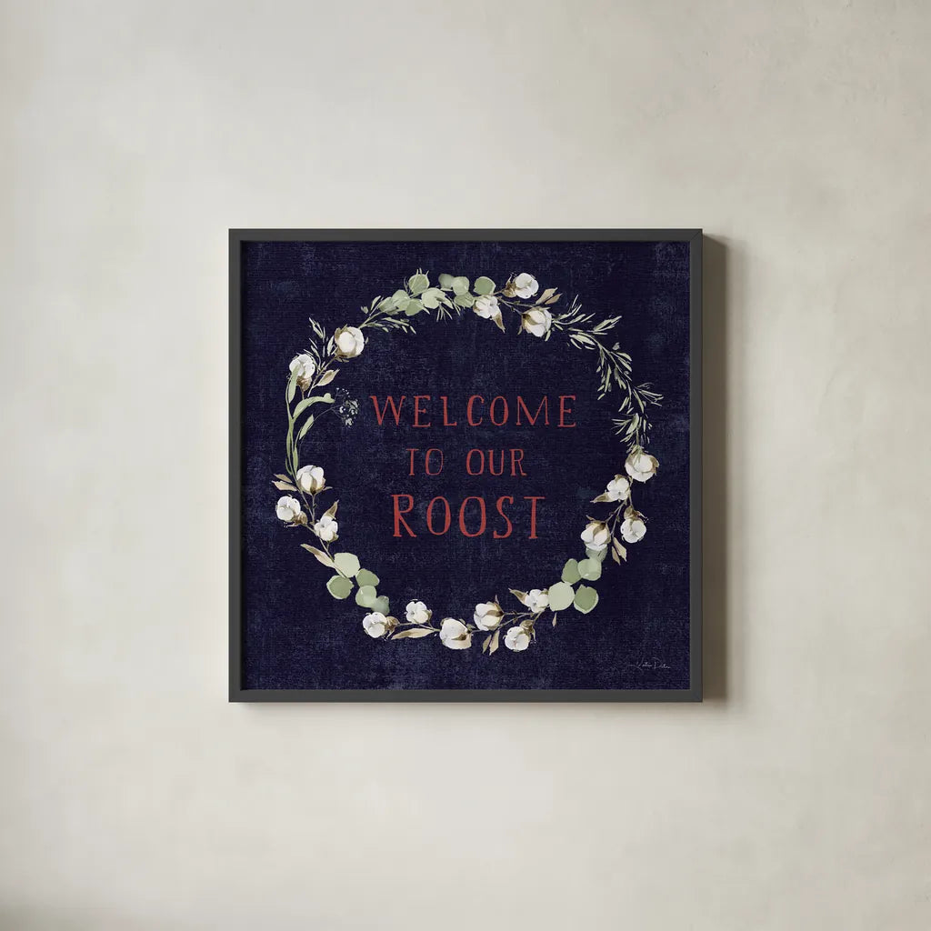 Home to Roost VI by Katrina Pete. Shown in a sleek black glass frame for a contemporary gallery look. Available as an archival giclee rolled canvas, fine art paper, or poster print. SKU 85174a.