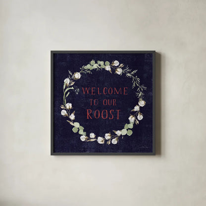 Home to Roost VI by Katrina Pete. Shown in a sleek black glass frame for a contemporary gallery look. Available as an archival giclee rolled canvas, fine art paper, or poster print. SKU 85174a.