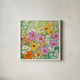 Midsummer Meadow by Katrina Pete. Shown in a crisp white glass frame for a clean and minimalist style. Available as an archival giclee rolled canvas, fine art paper, or poster print. SKU 93470a.