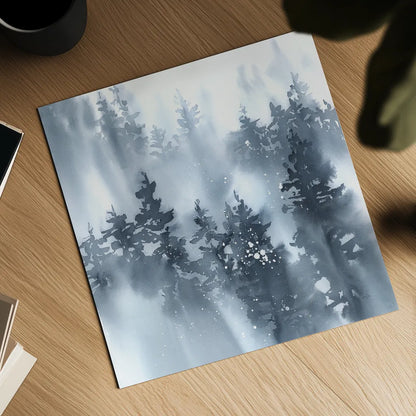 Misty Forest I by Katrina Pete. Shown as a detailed flat fine art print, highlighting archival giclee quality. Available as an archival giclee rolled canvas, fine art paper, or poster print. SKU 65947a.