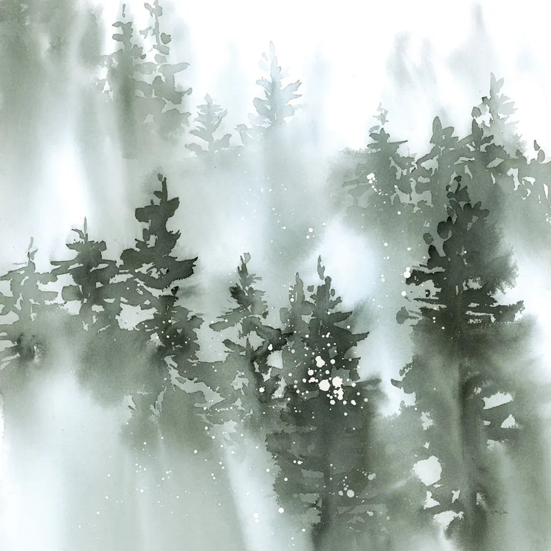Misty Forest I Green by Katrina Pete. SKU 75747a. Archival Giclee Fine art print for wall decor.