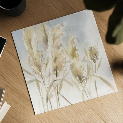 Pampas Grasses by Katrina Pete. Shown as a detailed flat fine art print, highlighting archival giclee quality. Available as an archival giclee rolled canvas, fine art paper, or poster print. SKU 77948a.