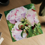 Pink Peony by Katrina Pete. Shown as a detailed flat fine art print, highlighting archival giclee quality. Available as an archival giclee rolled canvas, fine art paper, or poster print. SKU 98848a.