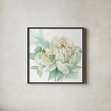 Poetic Blooming I by Katrina Pete. Shown in a sleek black glass frame for a contemporary gallery look. Available as an archival giclee rolled canvas, fine art paper, or poster print. SKU 67129a.