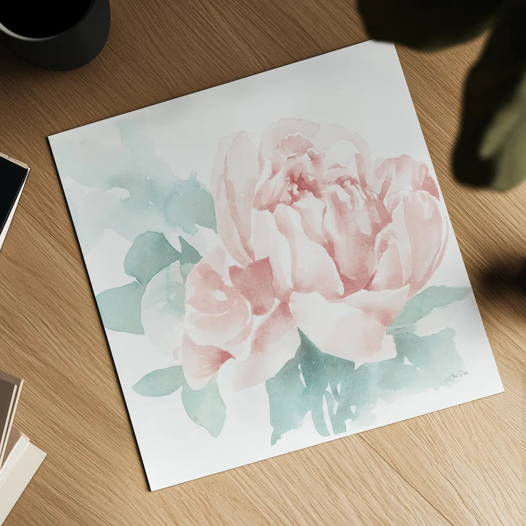 Poetic Blooming I Pink by Katrina Pete. Shown as a detailed flat fine art print, highlighting archival giclee quality. Available as an archival giclee rolled canvas, fine art paper, or poster print. SKU 71083a.