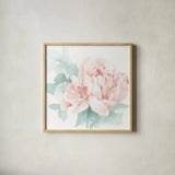 Poetic Blooming I Pink by Katrina Pete. Shown in a natural wood glass frame for a timeless modern aesthetic. Available as an archival giclee rolled canvas, fine art paper, or poster print. SKU 71083a.