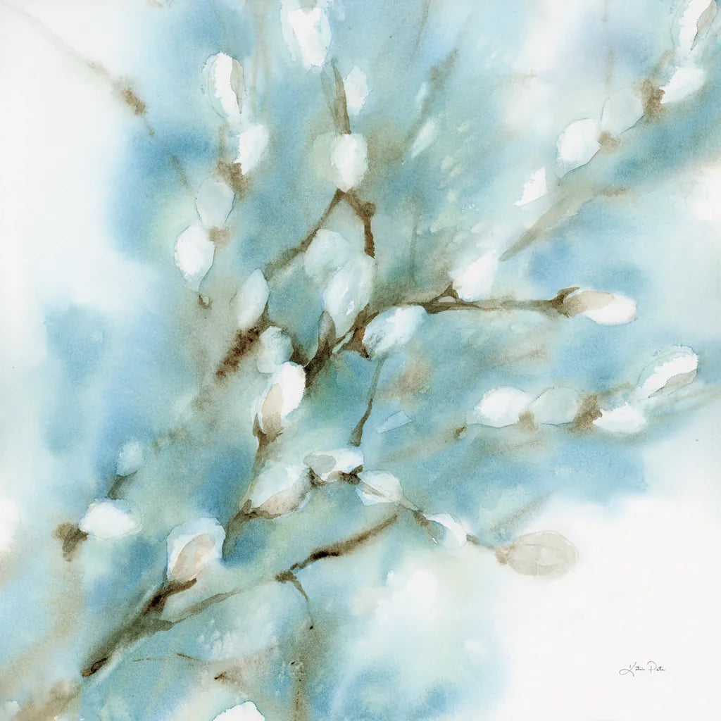Pussy Willows Square by Katrina Pete. SKU 71683a. Archival Giclee Fine art print for wall decor.