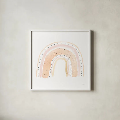 Rainbow Sweet by Katrina Pete. Shown in a crisp white glass frame for a clean and minimalist style. Available as an archival giclee rolled canvas, fine art paper, or poster print. SKU 77503a.