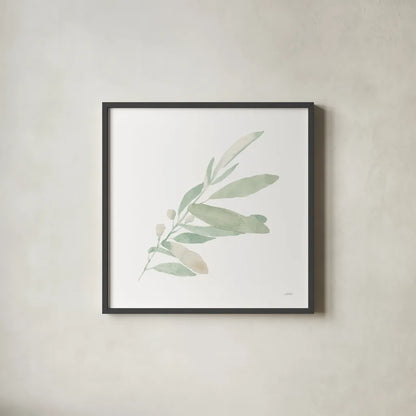 Sage I by Katrina Pete. Shown in a sleek black glass frame for a contemporary gallery look. Available as an archival giclee rolled canvas, fine art paper, or poster print. SKU 65977a.