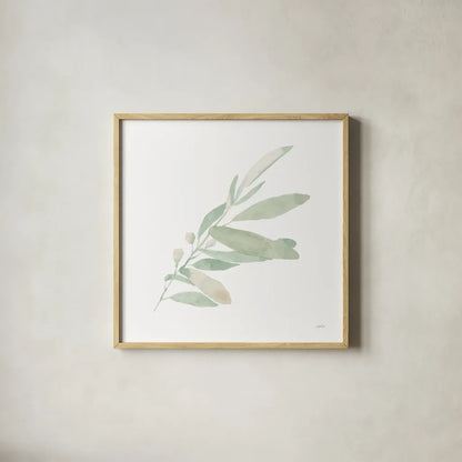 Sage I by Katrina Pete. Shown in a natural wood glass frame for a timeless modern aesthetic. Available as an archival giclee rolled canvas, fine art paper, or poster print. SKU 65977a.
