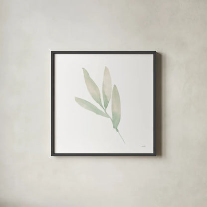 Sage III by Katrina Pete. Shown in a sleek black glass frame for a contemporary gallery look. Available as an archival giclee rolled canvas, fine art paper, or poster print. SKU 65979a.