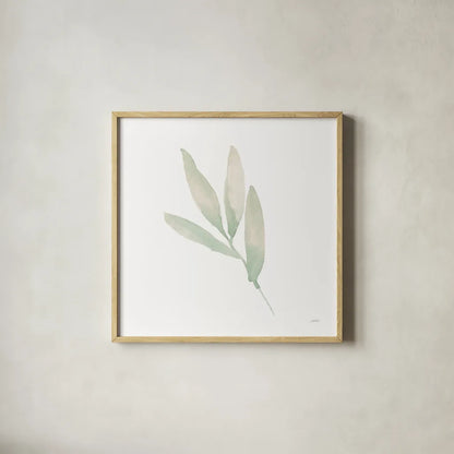 Sage III by Katrina Pete. Shown in a natural wood glass frame for a timeless modern aesthetic. Available as an archival giclee rolled canvas, fine art paper, or poster print. SKU 65979a.