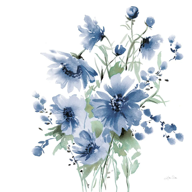 Secret Garden Bouquet I Blue by Katrina Pete. SKU 68144a. Archival Giclee Fine art print for wall decor.
