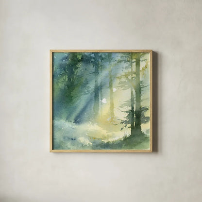 Shady Grove by Katrina Pete. Shown in a natural wood glass frame for a timeless modern aesthetic. Available as an archival giclee rolled canvas, fine art paper, or poster print. SKU 65980a.