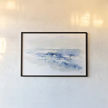 Shoreline Blues II by Katrina Pete. shown as a paper print in a black flame. Available as a archival giclee rolled canvas, fine art paper, or poster print. SKU 72737i.