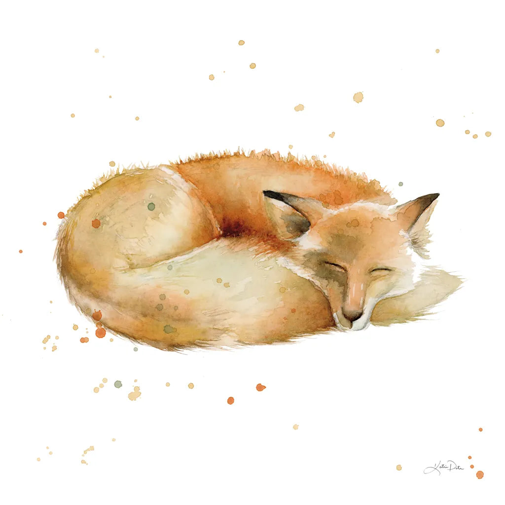 Sleeping Fox by Katrina Pete. SKU 76203a. Archival Giclee Fine art print for wall decor.