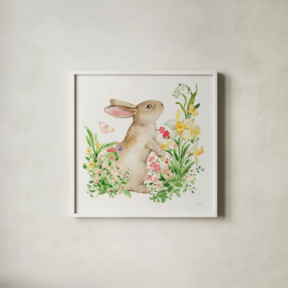 Spring Celebration I by Katrina Pete. Shown in a crisp white glass frame for a clean and minimalist style. Available as an archival giclee rolled canvas, fine art paper, or poster print. SKU 97414a.