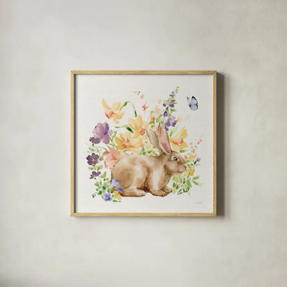 Spring Celebration III by Katrina Pete. Shown in a natural wood glass frame for a timeless modern aesthetic. Available as an archival giclee rolled canvas, fine art paper, or poster print. SKU 97416a.