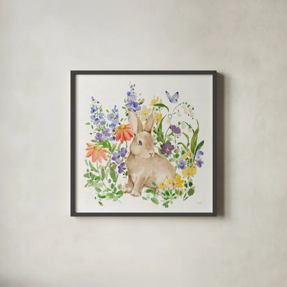 Spring Celebration IV by Katrina Pete. Shown in a sleek black glass frame for a contemporary gallery look. Available as an archival giclee rolled canvas, fine art paper, or poster print. SKU 97417a.