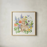 Spring Celebration IV by Katrina Pete. Shown in a natural wood glass frame for a timeless modern aesthetic. Available as an archival giclee rolled canvas, fine art paper, or poster print. SKU 97417a.