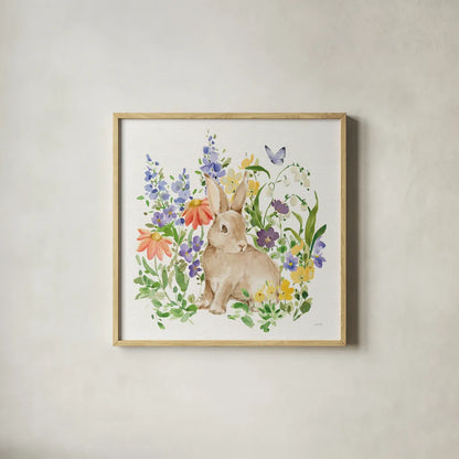 Spring Celebration IV by Katrina Pete. Shown in a natural wood glass frame for a timeless modern aesthetic. Available as an archival giclee rolled canvas, fine art paper, or poster print. SKU 97417a.