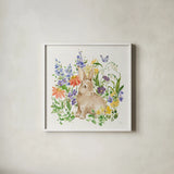 Spring Celebration IV by Katrina Pete. Shown in a crisp white glass frame for a clean and minimalist style. Available as an archival giclee rolled canvas, fine art paper, or poster print. SKU 97417a.