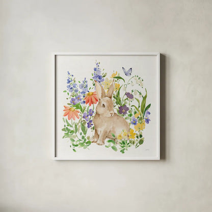 Spring Celebration IV by Katrina Pete. Shown in a crisp white glass frame for a clean and minimalist style. Available as an archival giclee rolled canvas, fine art paper, or poster print. SKU 97417a.