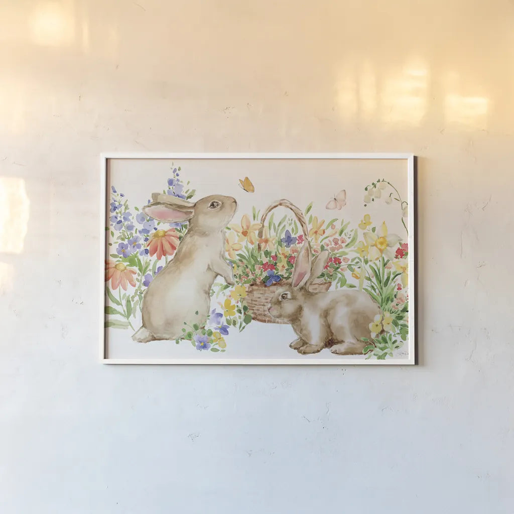 Spring Celebration V by Katrina Pete. shown as a paper print in a white frame. Available as a archival giclee rolled canvas, fine art paper, or poster print. SKU 97418i.