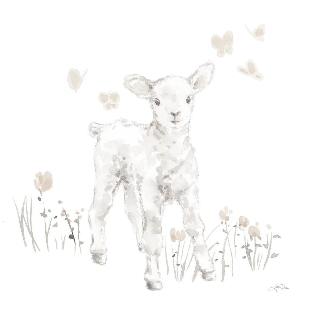 Spring Lambs I Neutral by Katrina Pete. SKU 78758a. Archival Giclee Fine art print for wall decor.