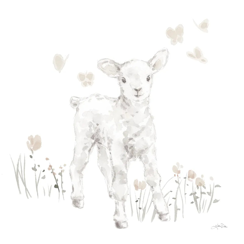Spring Lambs I Neutral by Katrina Pete. SKU 78758a. Archival Giclee Fine art print for wall decor.