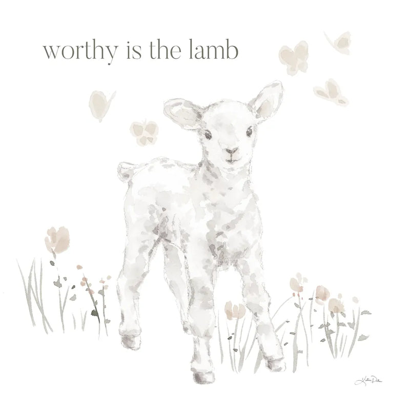 Spring Lambs I Neutral v2 by Katrina Pete. SKU 97394a. Archival Giclee Fine art print for wall decor.