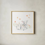 Spring Lambs III by Katrina Pete. Shown in a natural wood glass frame for a timeless modern aesthetic. Available as an archival giclee rolled canvas, fine art paper, or poster print. SKU 77832a.