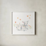 Spring Lambs III by Katrina Pete. Shown in a crisp white glass frame for a clean and minimalist style. Available as an archival giclee rolled canvas, fine art paper, or poster print. SKU 77832a.