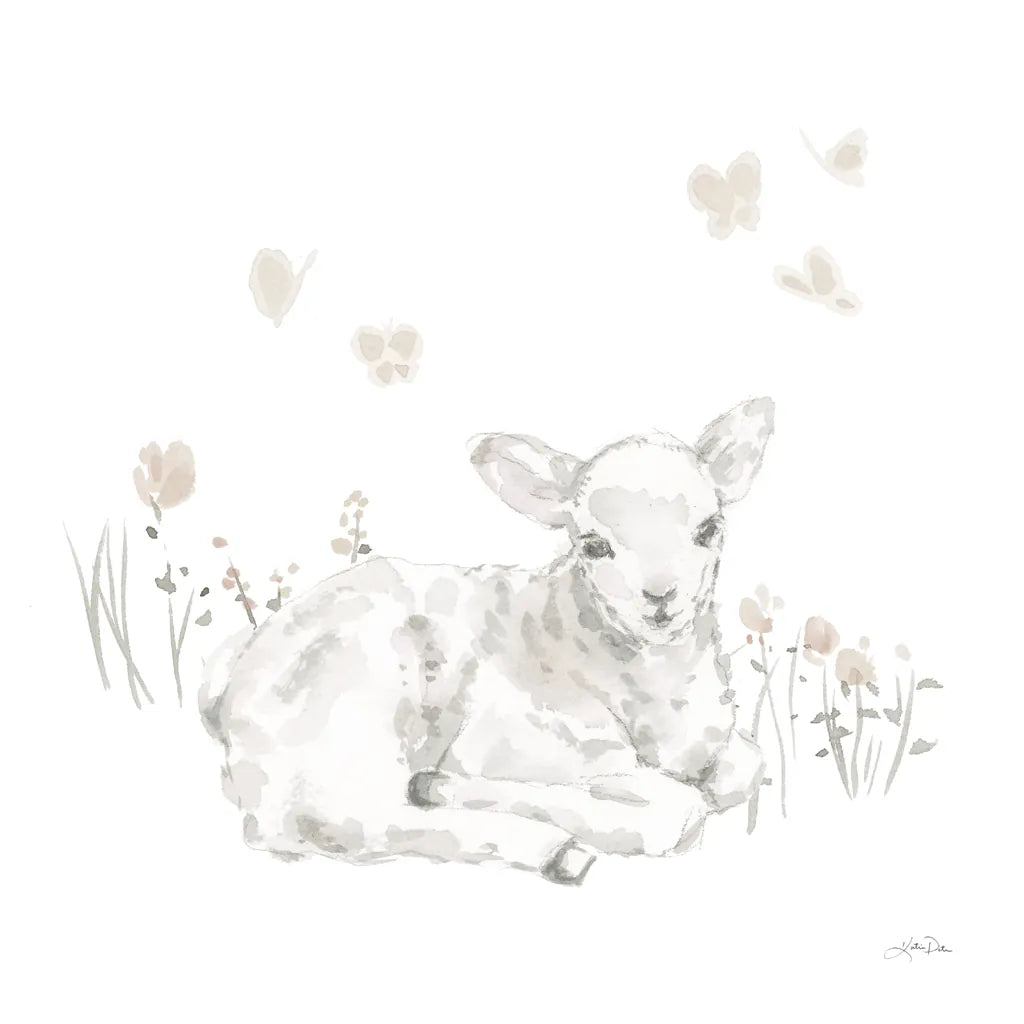 Spring Lambs III Neutral by Katrina Pete. SKU 78759a. Archival Giclee Fine art print for wall decor.