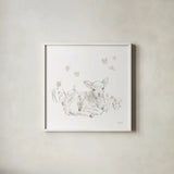 Spring Lambs III Neutral by Katrina Pete. Shown in a crisp white glass frame for a clean and minimalist style. Available as an archival giclee rolled canvas, fine art paper, or poster print. SKU 78759a.