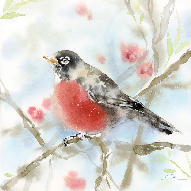 Spring Robin by Katrina Pete. SKU 76170a. Archival Giclee Fine art print for wall decor.