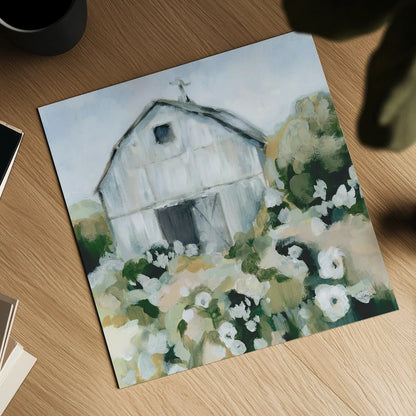 Summer Barn One Window Neutral by Katrina Pete. Shown as a detailed flat fine art print, highlighting archival giclee quality. Available as an archival giclee rolled canvas, fine art paper, or poster print. SKU 76376a.