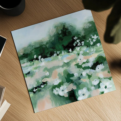 Summer Field by Katrina Pete. Shown as a detailed flat fine art print, highlighting archival giclee quality. Available as an archival giclee rolled canvas, fine art paper, or poster print. SKU 76009a.