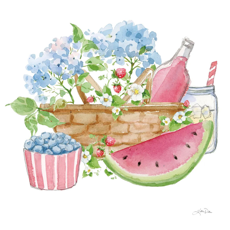 Summer Picnic I by Katrina Pete. SKU 103282a. Archival Giclee Fine art print for wall decor.