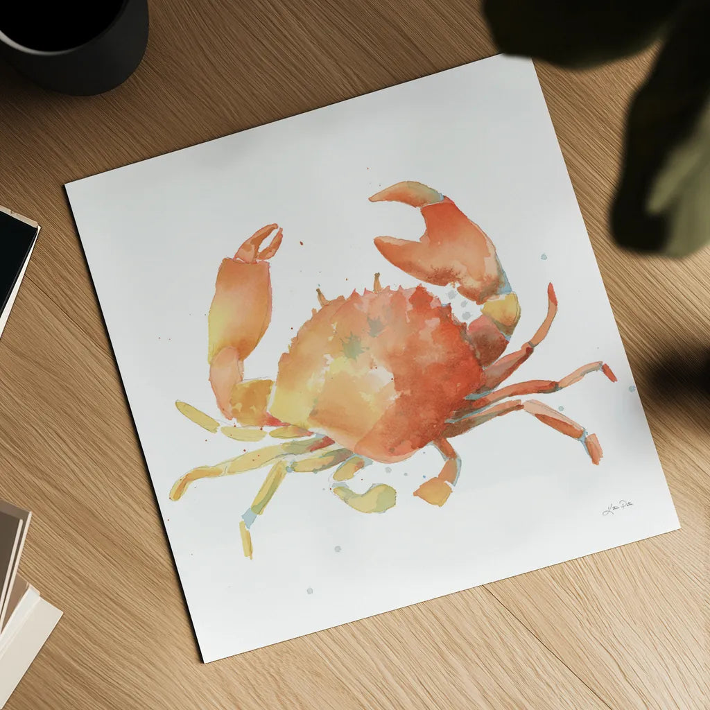 Summertime Crab by Katrina Pete. Shown as a detailed flat fine art print, highlighting archival giclee quality. Available as an archival giclee rolled canvas, fine art paper, or poster print. SKU 68951a.